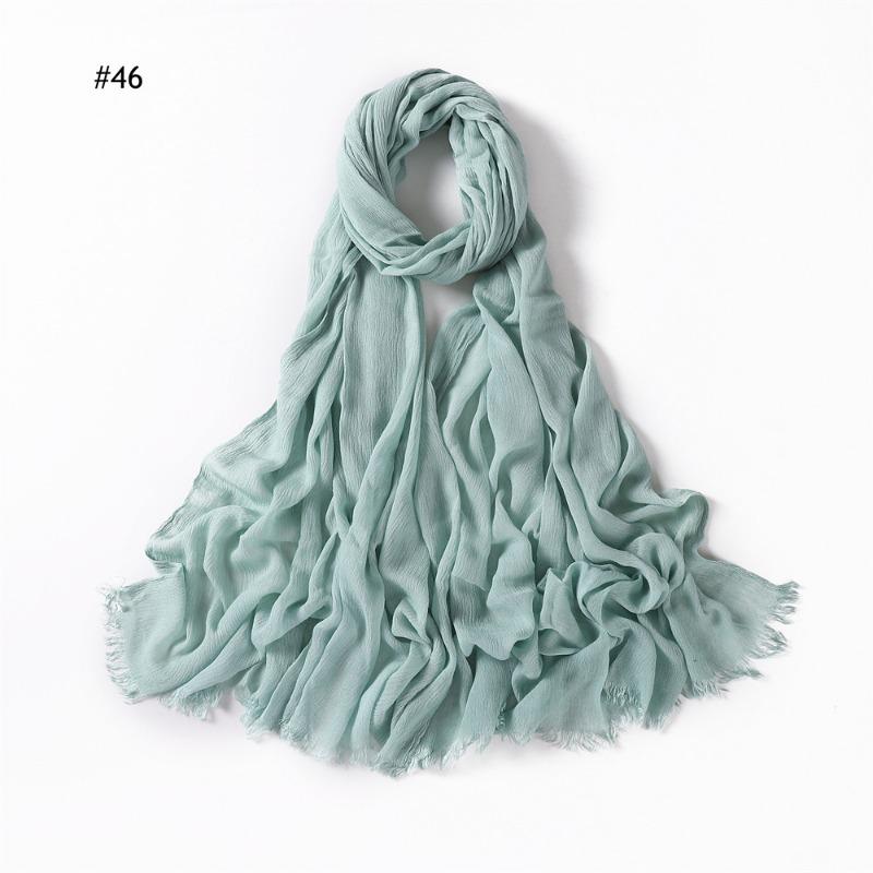 % Rayon Pleated Solid Color Human Cotton Two-end Beard Bag Headscarf Female, New Breathable Soft Scarf