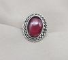 Pink Garnet 925 Sterling Silver Ring: Handmade Boho Statement Jewelry