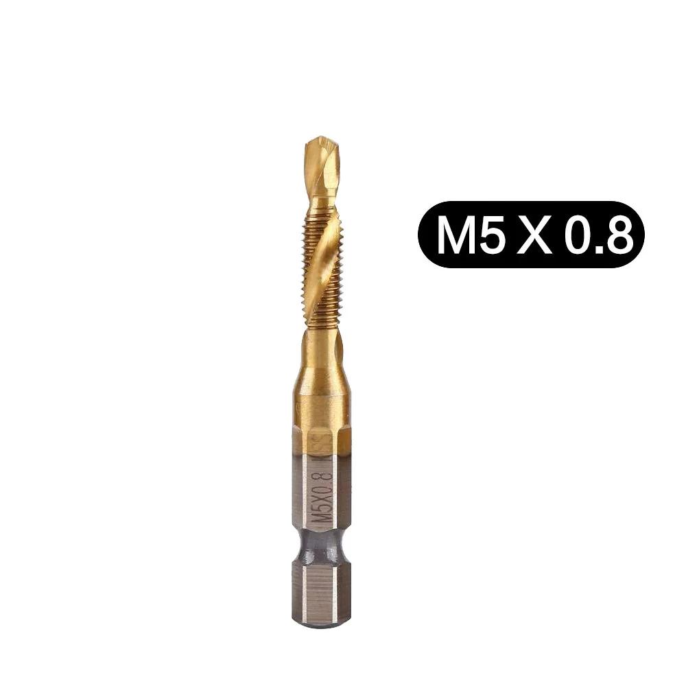 STONEGO 1PC/6PCS High-speed Steel Composite Taps Titanium-plated Spiral Machine-use Open Hole Tapping Chamfering Integrated Taps