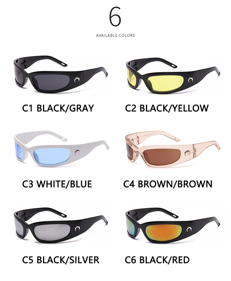 New Moon Rectangular Sunglasses for Women Man Vintage Outdoor Cycling Sports Hip Hop Punk Sun Glasses UV400 Trend Female