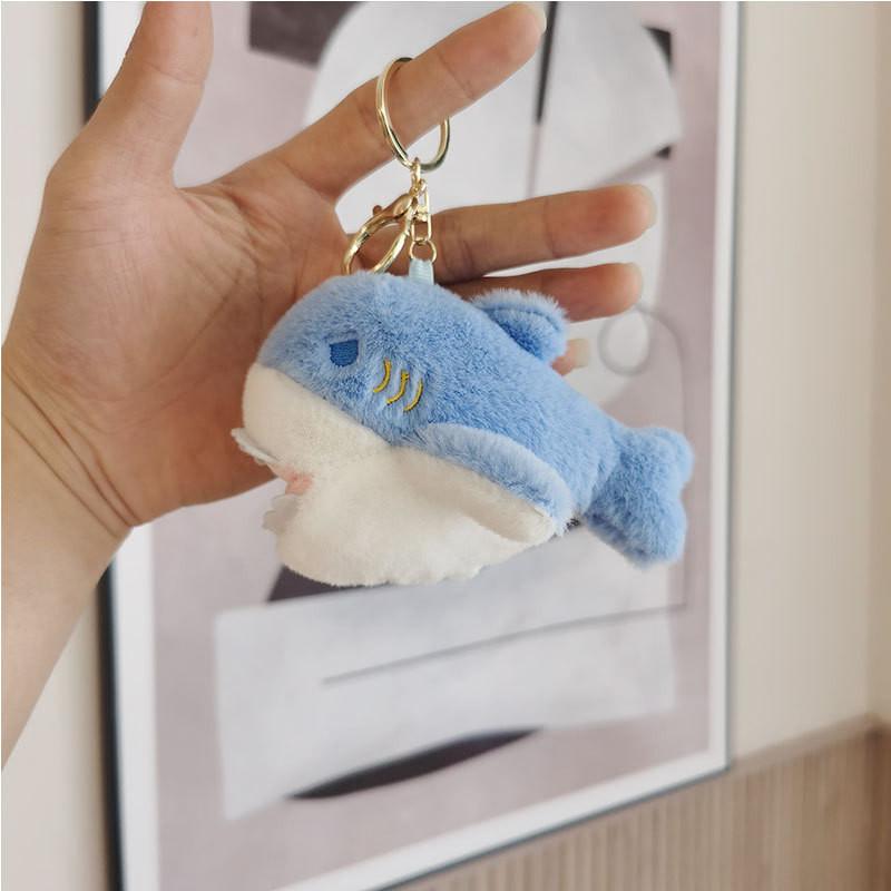 Adorable Shark Plush Keychain Soft Pp Cotton Stuffed Ocean Animal Toy 12cm
