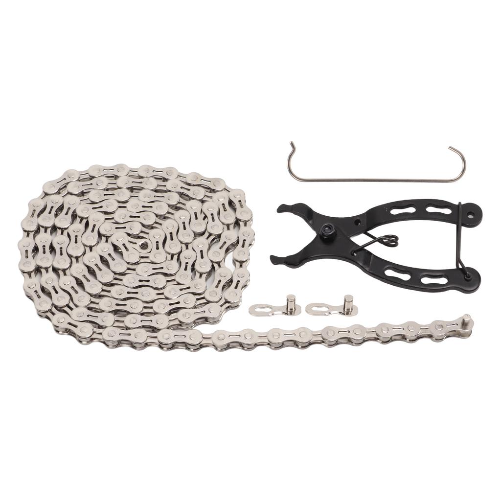 Kit Catena Bici 8 Velocità Hollow Leggero con Pinza per Maglie Catena per Mountain Bike Strada
