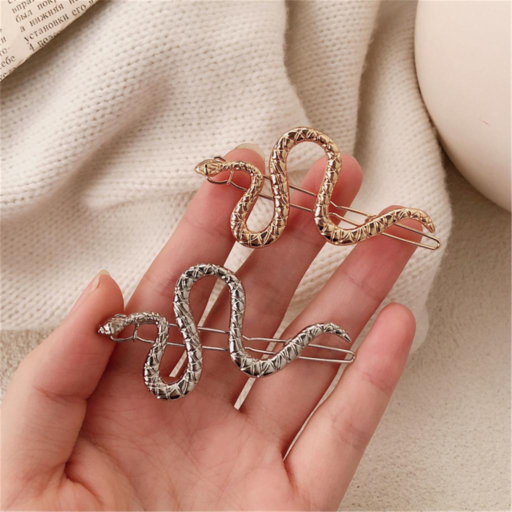 2pcs Elegant Snake Shape Hair Clips for Women Stylish Metal Hairpin Side Bangs Holder Trendy Headwear Accessories