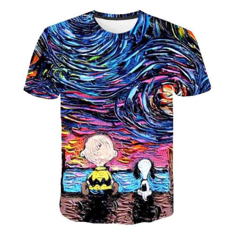 Summer Fashion Trend Short Sleeved Oil Painting Style White Brown Horse Animal Pattern Men's Casual T-shirt