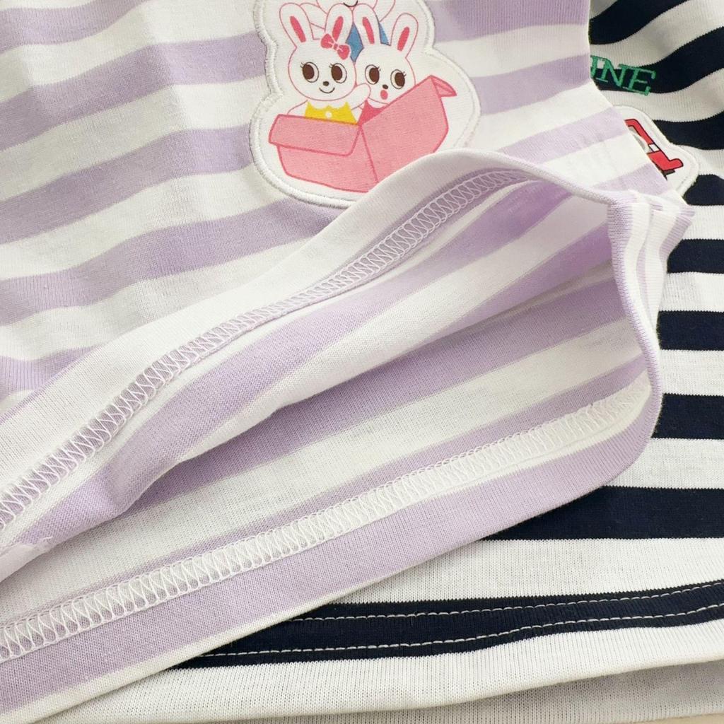 2026 Spring Arrival: Girls' Cartoon Stripe Long Sleeve T-shirt for Small & Medium Kids