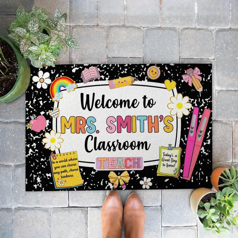 

Welcome Classroom Carpet Cute Cartoon Mat Lovely Area Rug for Kids Room Playroom Home Decoration Home Floor Mat Welcome Mat 50X80cm