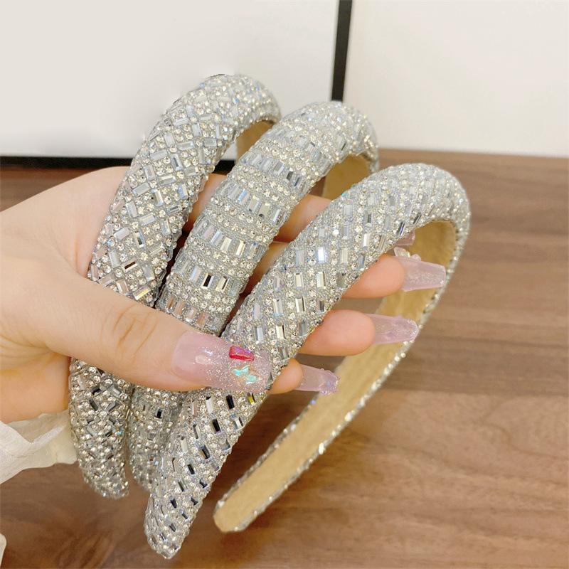 Barock Vintage Perle Glasperlen Schleife Stirnband Mode Haarband Voll Strass Schwamm Haarband Haarschmuck