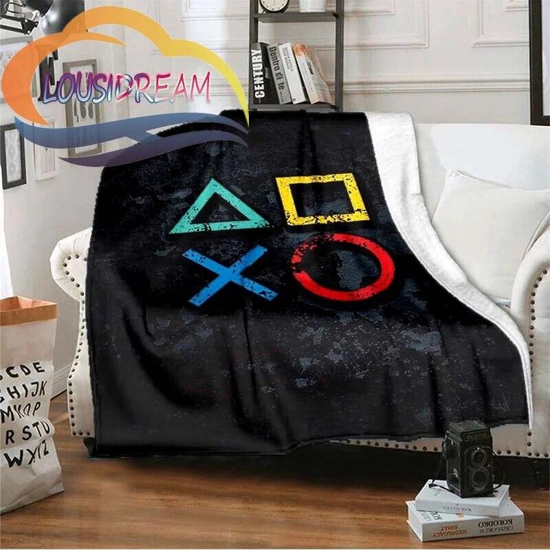 Flanel Herní rukojeť Deka Gamer Tisk Celoroční lehký plyš Útulný Super měkký Luxusní gauč Rozkládací pohovka