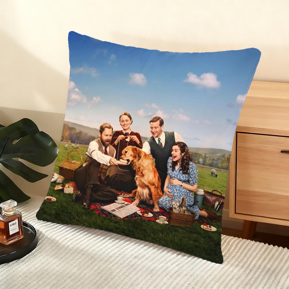Cushion Cover Silky Short Plush Home Sofa Cushion Cover - Invisible Zipper Home Decoration All Creatures Great & Small 12x12Inch