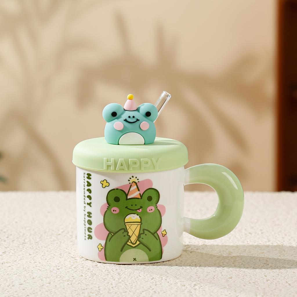 Cute Duck Mug High Looking Ceramic Water Cup with Lid To Send Girls Couple Cup Squid Cup Birthday Gift