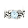 European and American Princess Olive Leaf Engagement Ring with Diamond Blue Zircon Set Ring, Jewelry