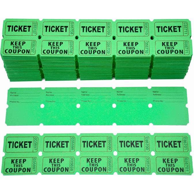2000 Pcs 1000 Pairs Raffle Tickets, 50/50 Double Raffle Tickets, 250 Double Tickets Per Stack, for Events, Entry, Carnivals, and Door Prizes