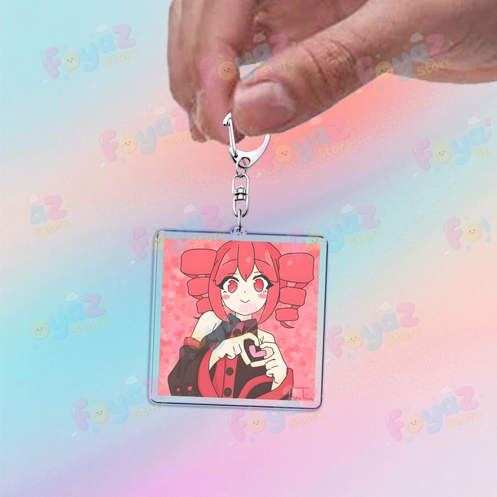 Cute Anime Girl Kasane Teto Keychain Accessories Bag Kawaii Manga Key Ring Chains Jewelry Fans Friends Birthday Gifts