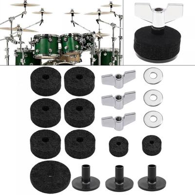 18pcs Jazz Drum Cymbal Felt Pads Parts Replacement Kits with Cymbal Sleeves & Wing Nuts & Washers