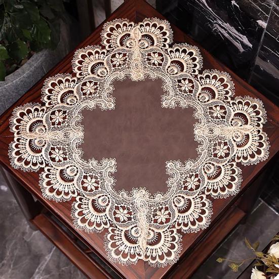 Copertura quadrata in pizzo per comodino, Copertura per tavolino in stile vintage, Protezione impermeabile per tavolo, Tappetino termoisolante per comodino, tavolino da caffè