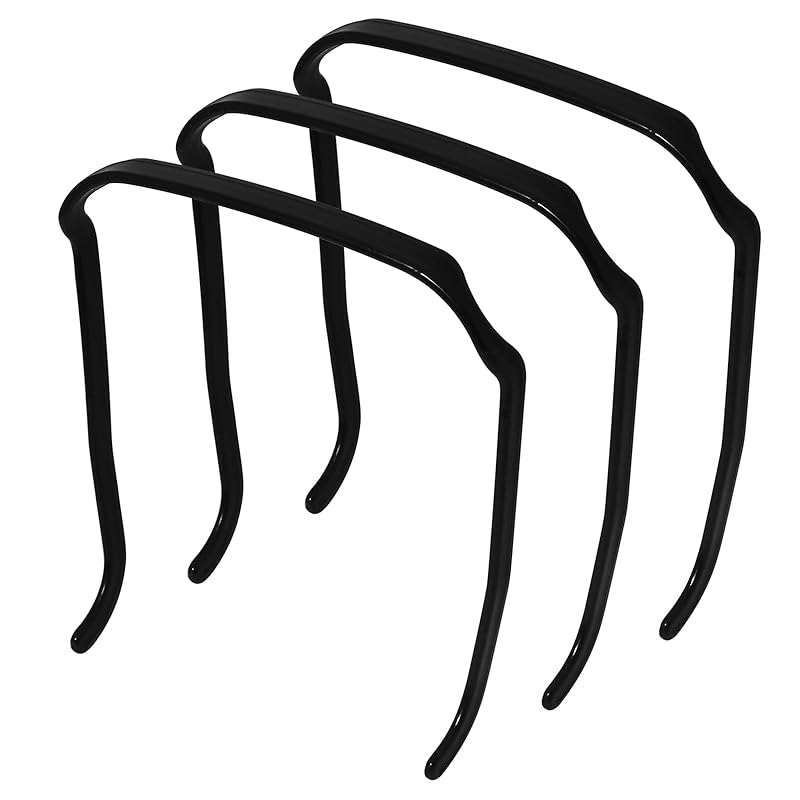 3PCS Square Invisible Hairbands for Women, Medium Thick Plastic Headbands for Curly Hair, Seamless Accessories for Thick Hair, Black Normal Size,