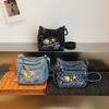 Washed Denim Messenger Bag Casual Shoulder Bag