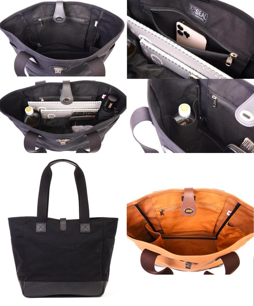 SEAL Tote Bag ARMY DUCK 10 Year Warranty Waterproof 2WAY Tote A4 Document Shoulder Bag Canvas Large Capacity Canvas Genuine Leather Made in Japan
