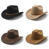 Tibetan Style Fedora Hat With Brim Sunshade For Men And Women In Suede Fabric