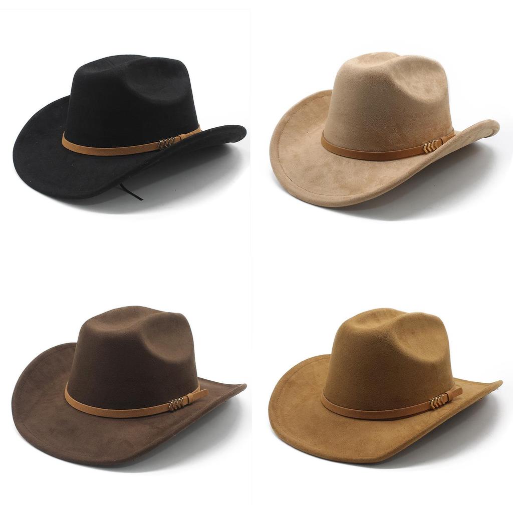 Tibetan Style Fedora Hat With Brim Sunshade For Men And Women In Suede Fabric