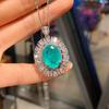 Huameimei Cross Border New Simulated Grandmother Emerald Necklace Artificial Paraiba Pendant