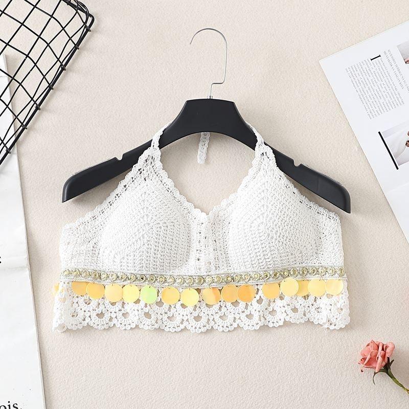 Bohemian Hollow Knit Halter Neck Camisole - Sexy Beach Resort Women's Tank Top