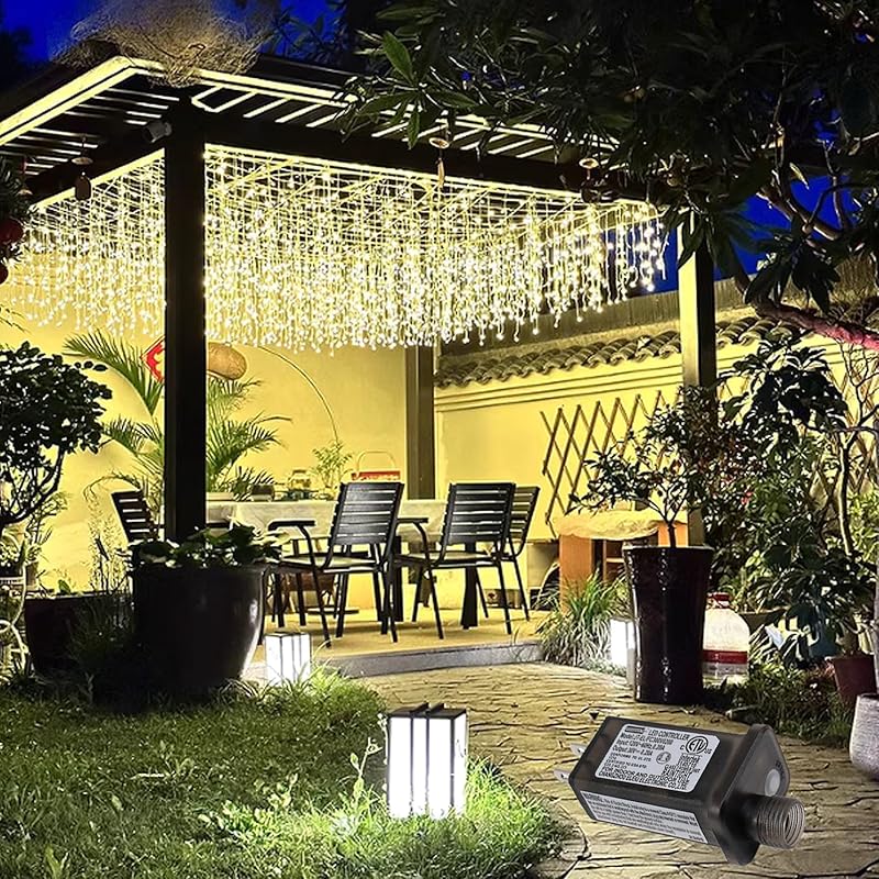 ZIMINGU Icicle Lights Outdoor, 32.8 FT 400 LED 8 Modes Christmas String Fairy Lights with 80 Drops, Twinkle Waterproof Connectable for Roof Balcony 13.0 Feet