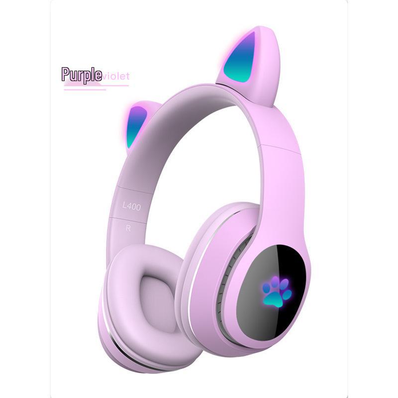 Cute Luminous Cat Ear Bluetooth Headphones for Kids - Trendy Wireless Headset for Girls
