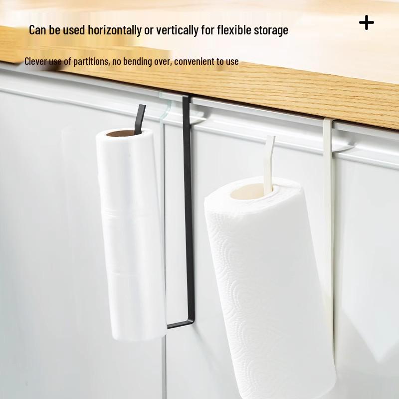 Punch-Free Kitchen Paper Towel, Cling Film & Rag Holder - Iron Art Hanging Storage Rack