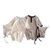 Baby Boy Autumn Rib Knit Long Sleeve Romper - Solid Color Newborn Onesie