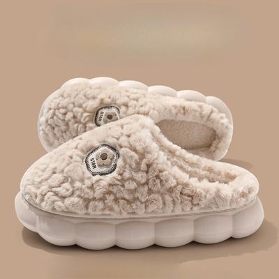 Baumwollschuhe mit dicker Sohle für den Heimgebrauch, Indoor-Wärme und Rutschfestigkeit, mit flauschigem Fell