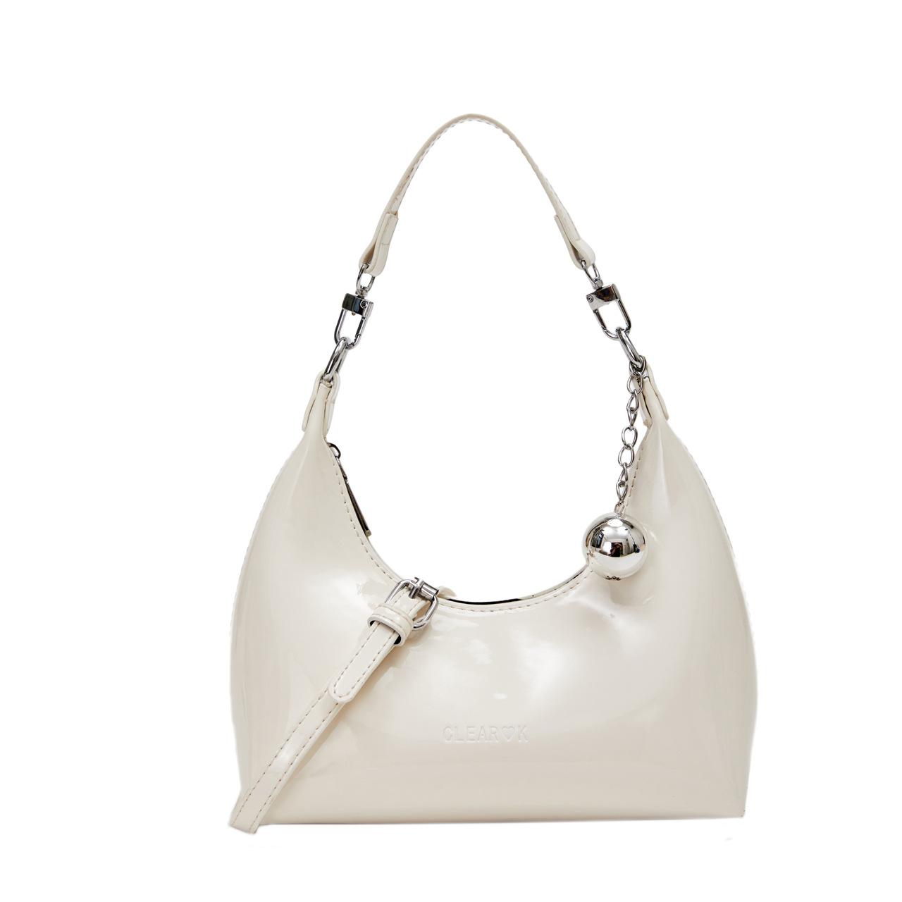 

Французская нишевая премиум-сумка с текстурой для женщин 2024 года, новая серебряная сумка под мышкой, модная сумка-мессенджер через плечо с цепочкой грязно-белый