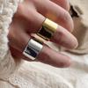 925 Sterling Silver Rings For Women Geometric Fine Jewelry Finger Adjustable Smooth Gold Wide Ring For Party Birthday Gift