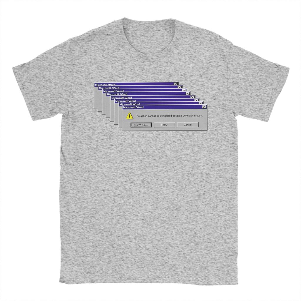 Hipster Windows 98 Foutmelding T-shirts voor Mannen Ronde Hals 100% Katoen T-shirts Korte Mouw Zomer Tops