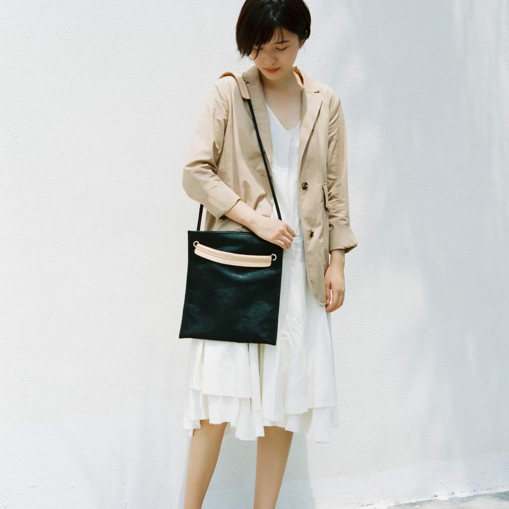 Shoulder Tote Sacoche Bag Italian Leather Cowhide Vegetable Tanned Dark Green [Mono Goods] 2-way Women's Men's