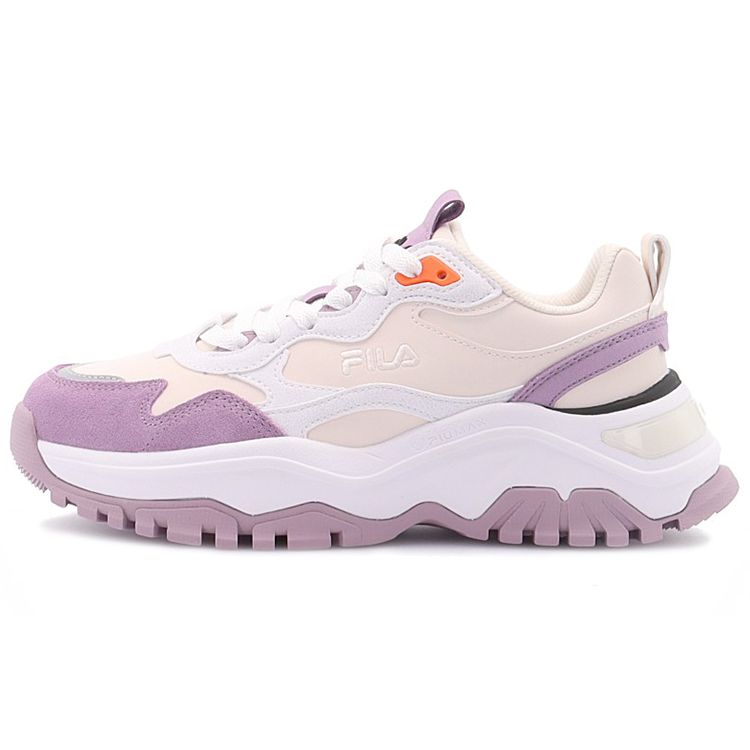 FILA Fashion Sneakers Transpose Synthetic Leather Cowhide Suede Sports Comfort Low-Top Dad Shoes Women Sneakers Beige Purple F12W144147FPS