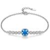 Fashionable Silver 925 Bracelet with Cubic Zirconia and Aquamarine Stone - 925 Silver