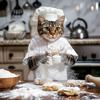 Lovely Cat Baker Making Dim Sum Poster Flour Cute Kitten Prints Canvas Wall Art Pictures Home Kitchen Room Modern Pet Decor