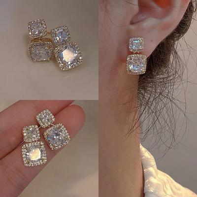 2023, accesorii noi populare, bijuterii, cercei de culoare aurie pentru femei, cu zirconiu cubic, cercel elegant superb, pentru petrecerea de nuntă