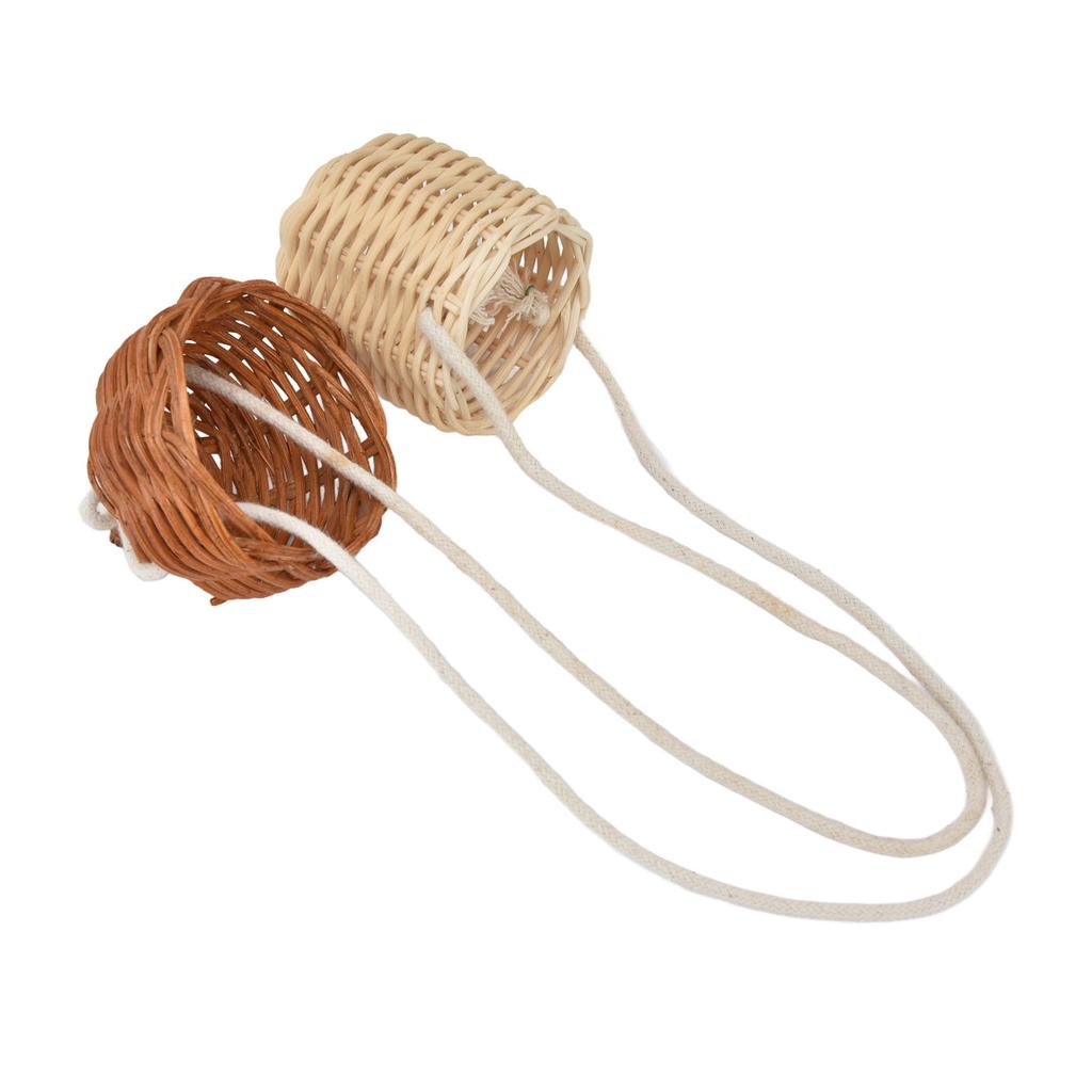 Rattan Basket Bag 7x13cm Size Length Mini Portable Light Weight Strong Toughness Manual Rattan