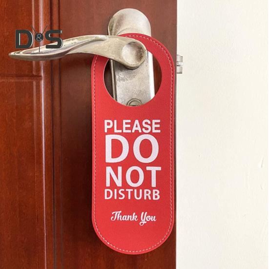 Do Not Disturb Door Hanger Double-sided Faux Leather Welcome Please Knock Home Office Door Handle Sign Hanging Decoration Ornament