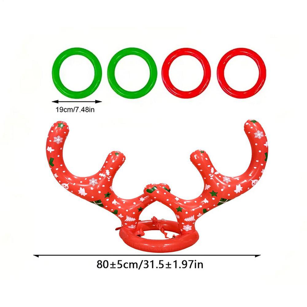 

Christmas Party Games Inflatable Reindeer Antlers Toss Game With Rings Festive Winter Holiday Seasonal Stocking Filler Favors червоний