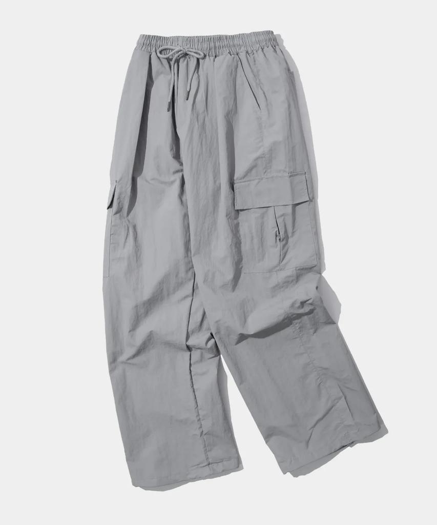 SOME PLACE Pocket Cargo Nylon Two-Way String Banding Pants [Gray]