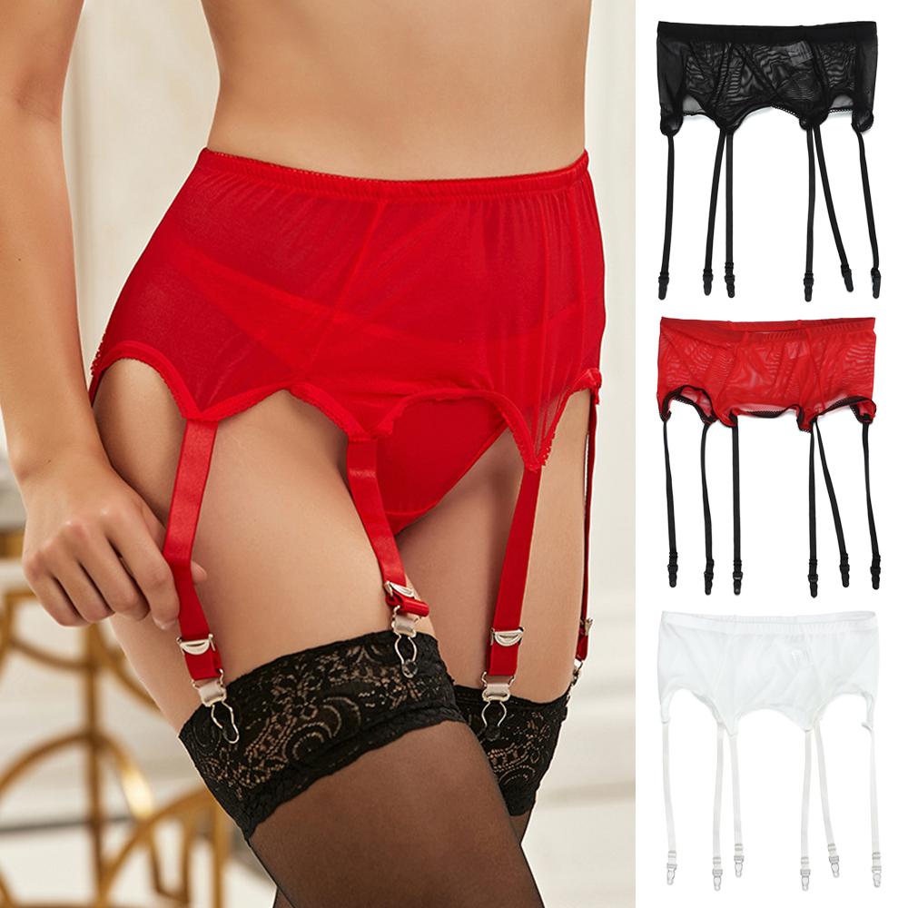 Woman Girls Sock Clip High Waist Lace Mesh Lingerie Garter Belt Elastic Underwear Adjustable Buckle