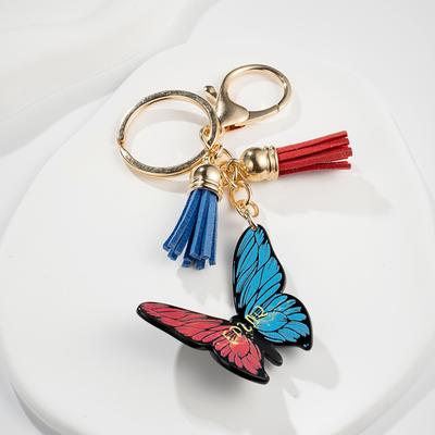 Colored Butterfly Tassels Keychain Key Rings Holder Gift Decorated Bag Pendants Accessories