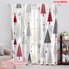 2pcs,2D Plane Printing Curtains Digital Printed Christmas Trees Red Grey Beige (3) Versatile 100% Polyester (without Rod)