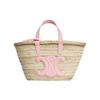 Teen Triomphe Palm Leaf Leather Tote Bag Women Handbags Pink Natural 113832CGG-24PI