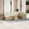 Vidaxl 9-Cz. Gartenmöbel-Set mit Kissen, Beige, Polyrattan