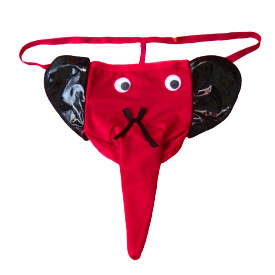 Men Elephant Thong Breathable Funny Bulge Pouch Elastic Moisture Wicking Pornographic Soft Long Elephant Nose Men G String for Inside Wear