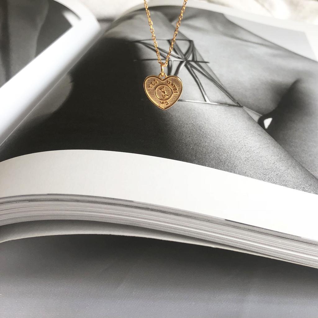 Ins Wind Retro Pure Copper Necklace Geometric Letters Peach Heart Collarbone Chain Female